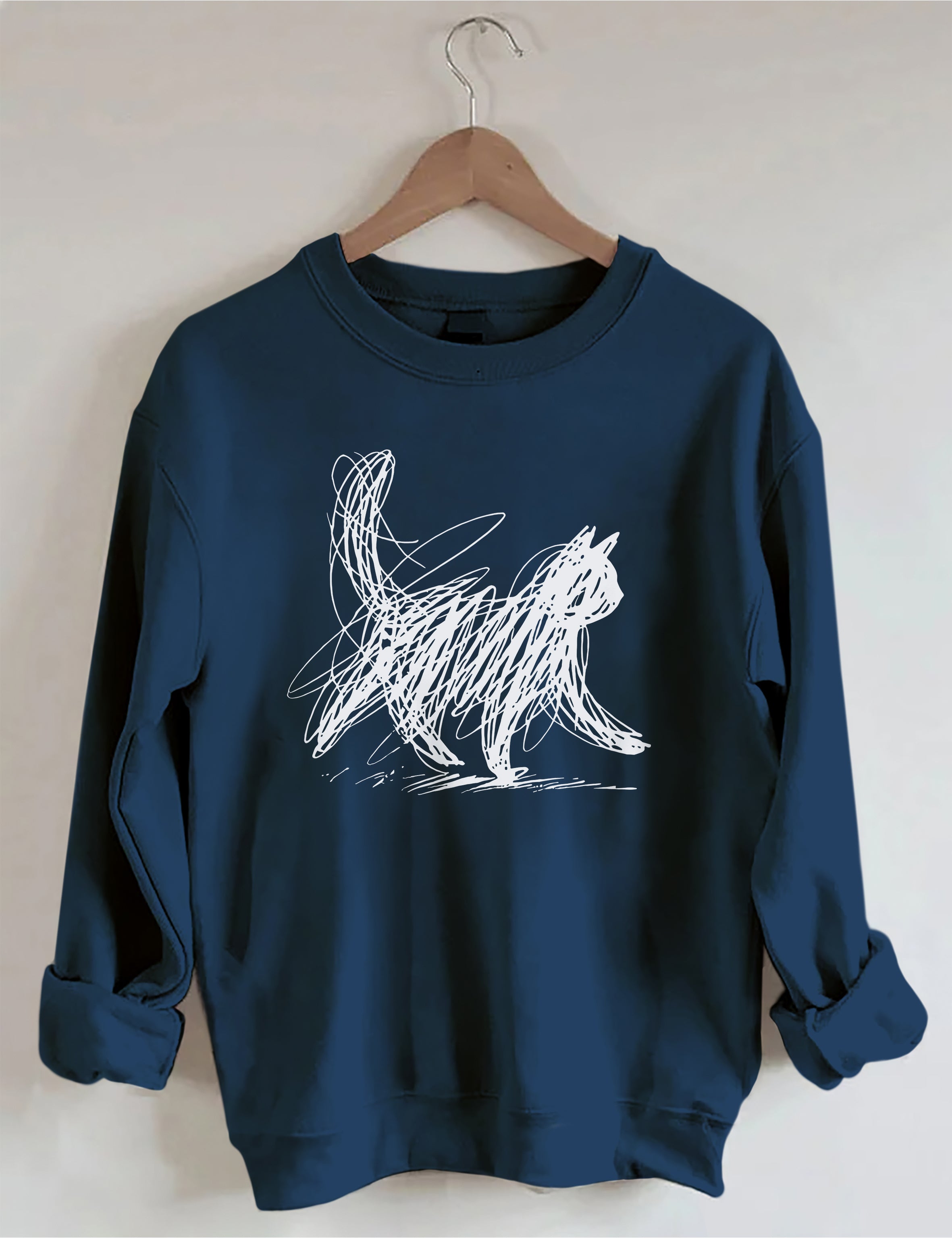 Abstract Scribble Cat Sweatshirt
