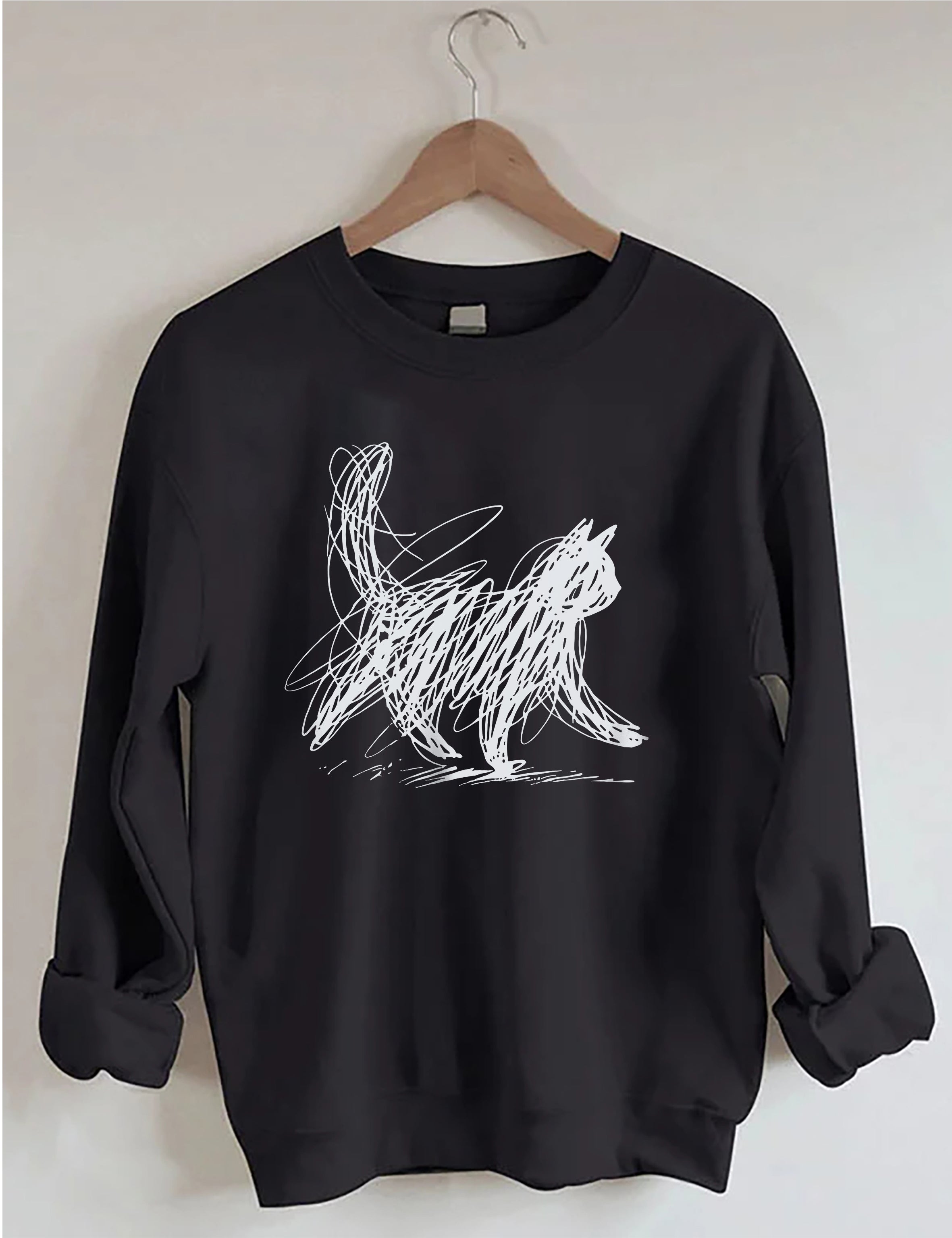Abstract Scribble Cat Sweatshirt