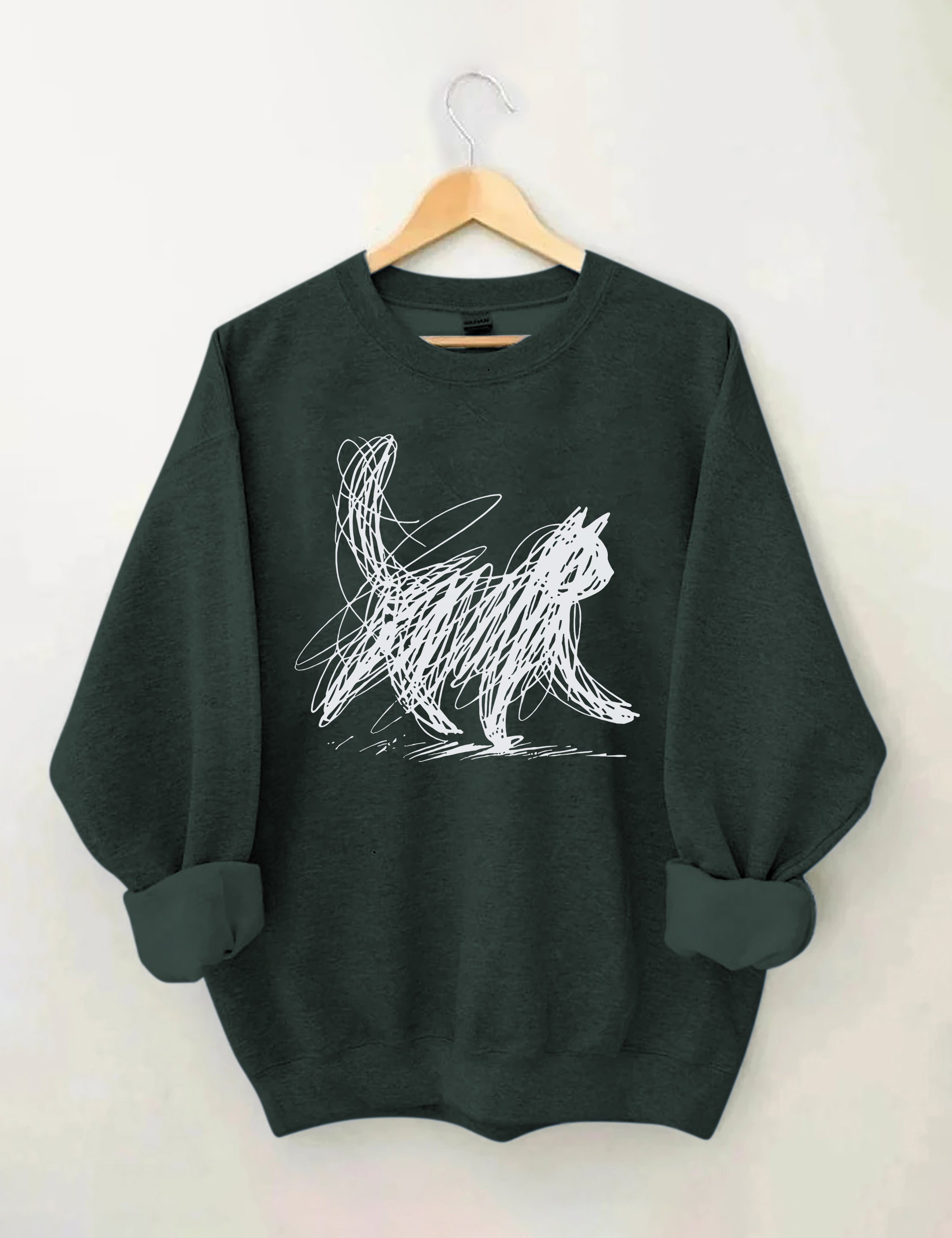 Abstract Scribble Cat Sweatshirt