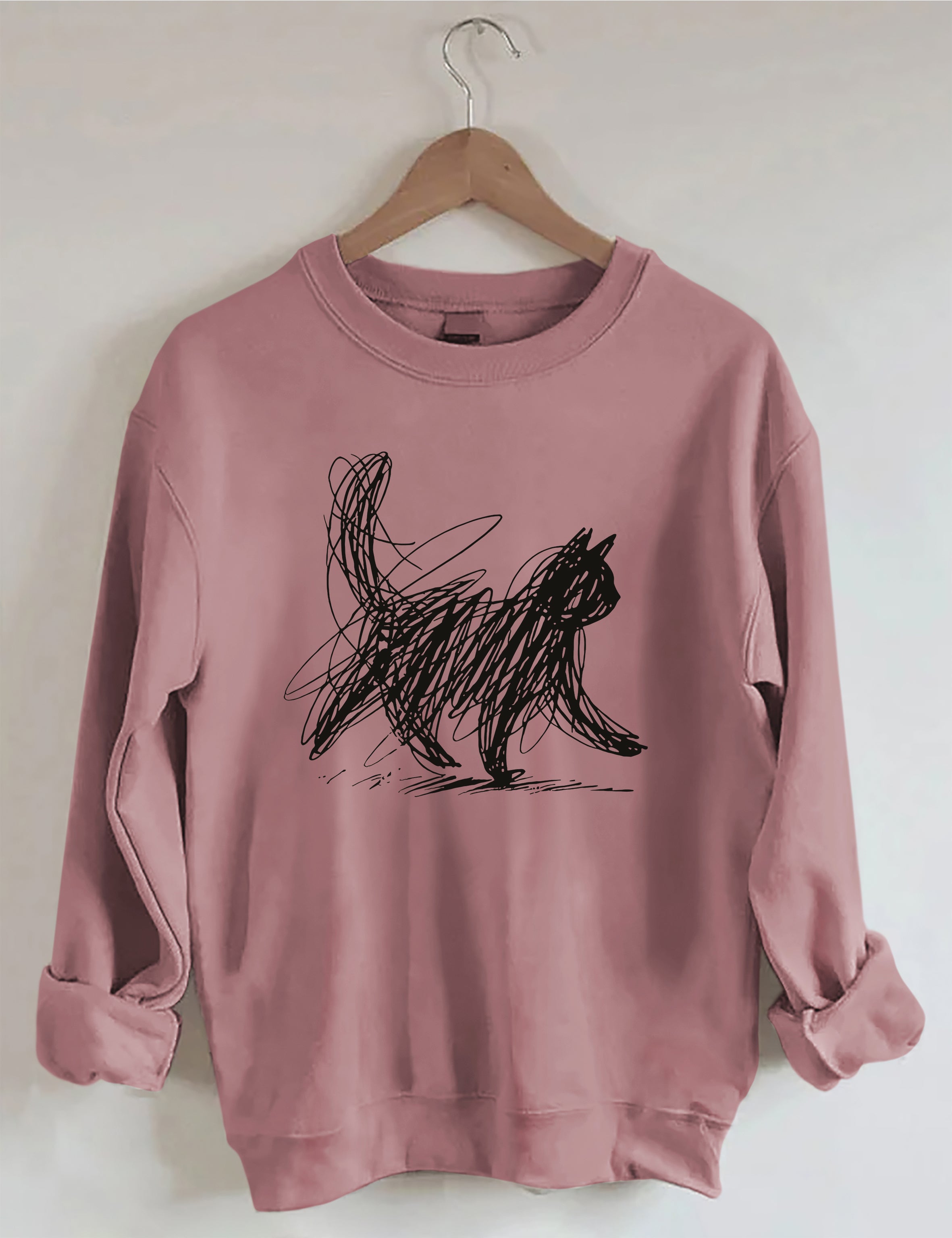 Abstract Scribble Cat Sweatshirt