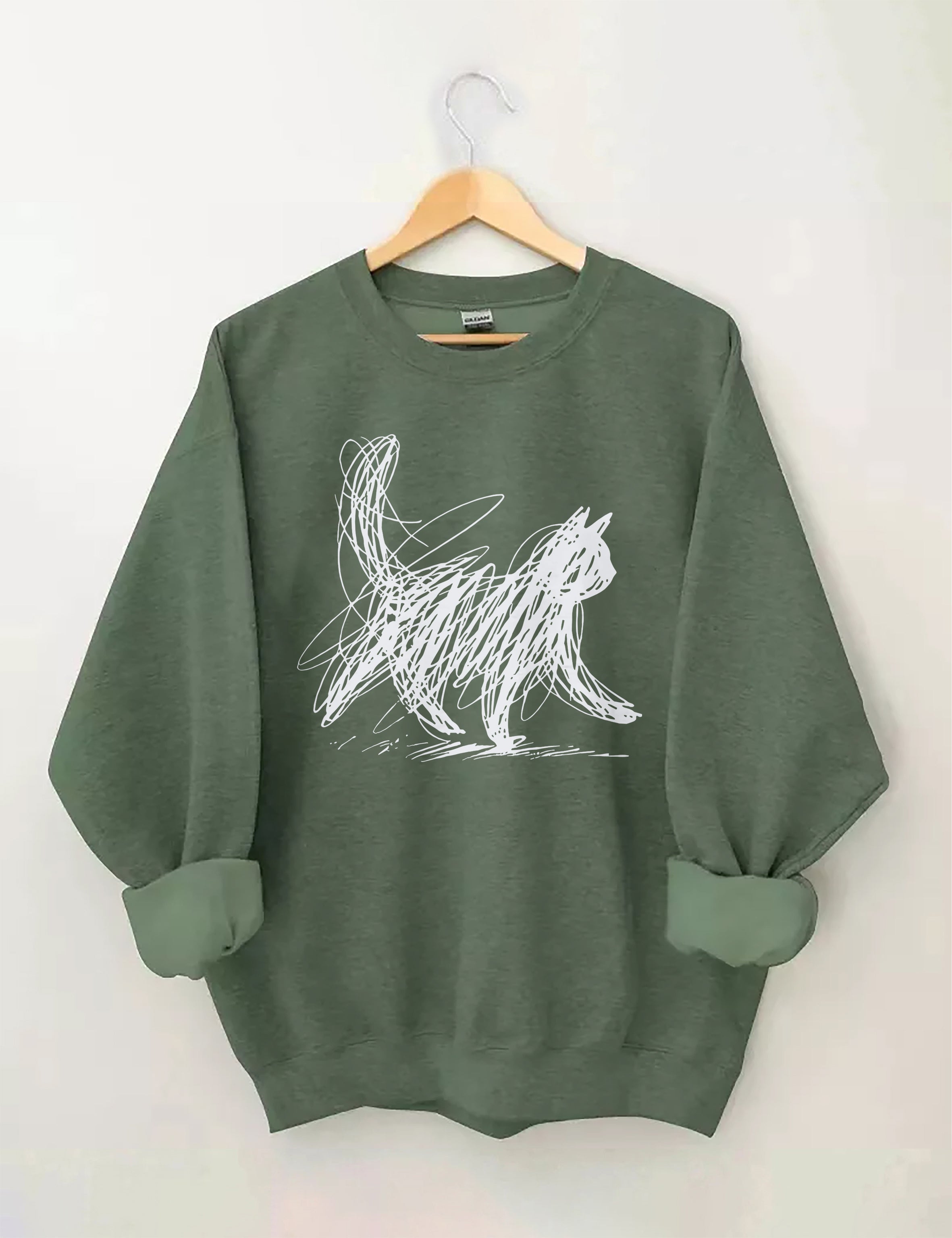 Abstract Scribble Cat Sweatshirt
