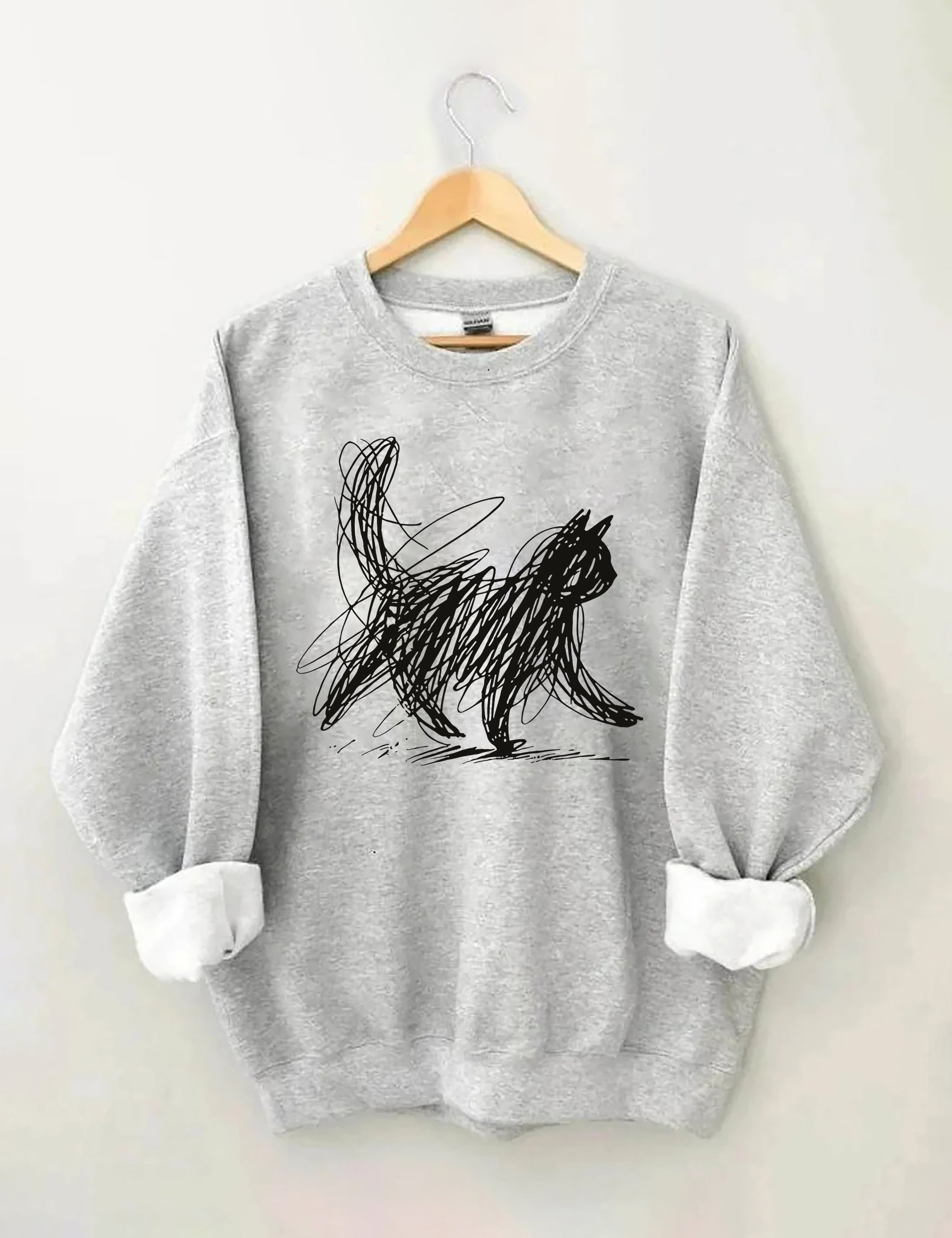Abstract Scribble Cat Sweatshirt