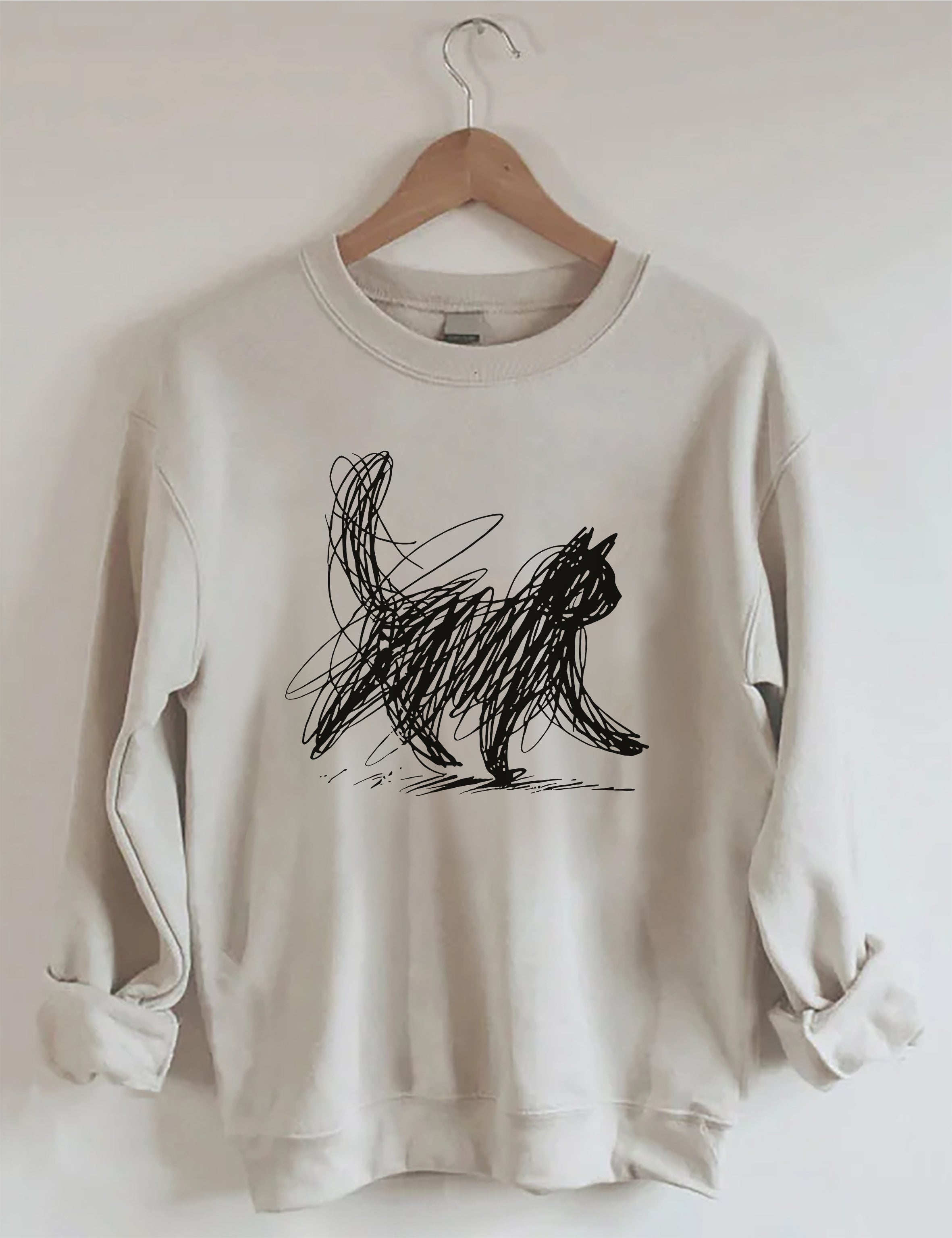 Abstract Scribble Cat Sweatshirt