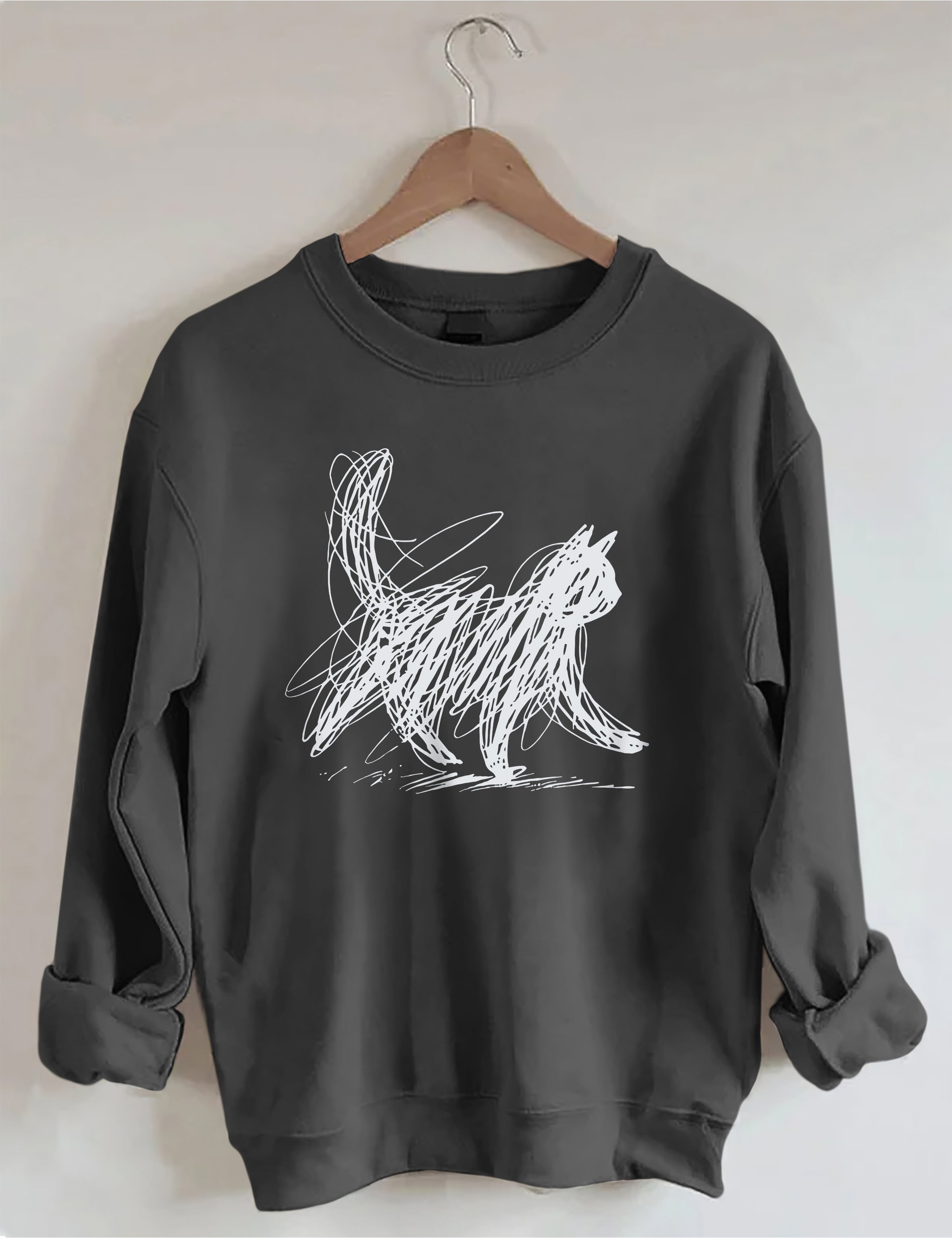 Abstract Scribble Cat Sweatshirt