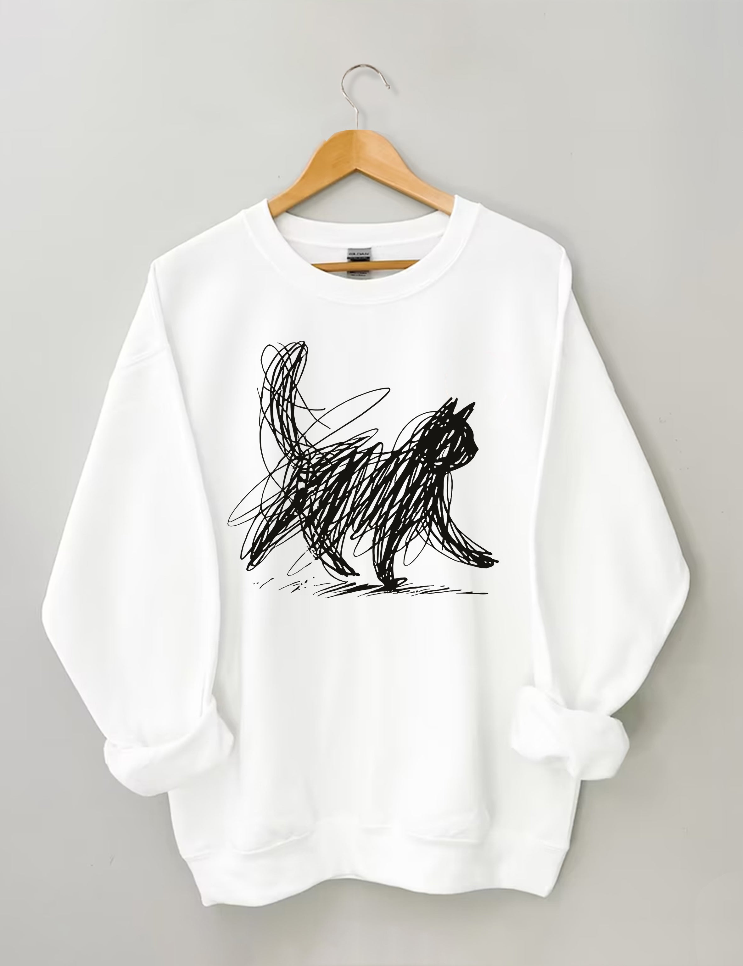 Abstract Scribble Cat Sweatshirt